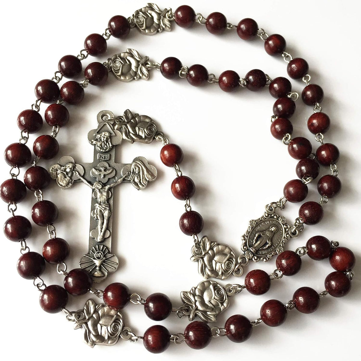 elegantmedical Handmade Rare Fragrance Red Sandalwood Beads ROSE ROSARY NECKL...