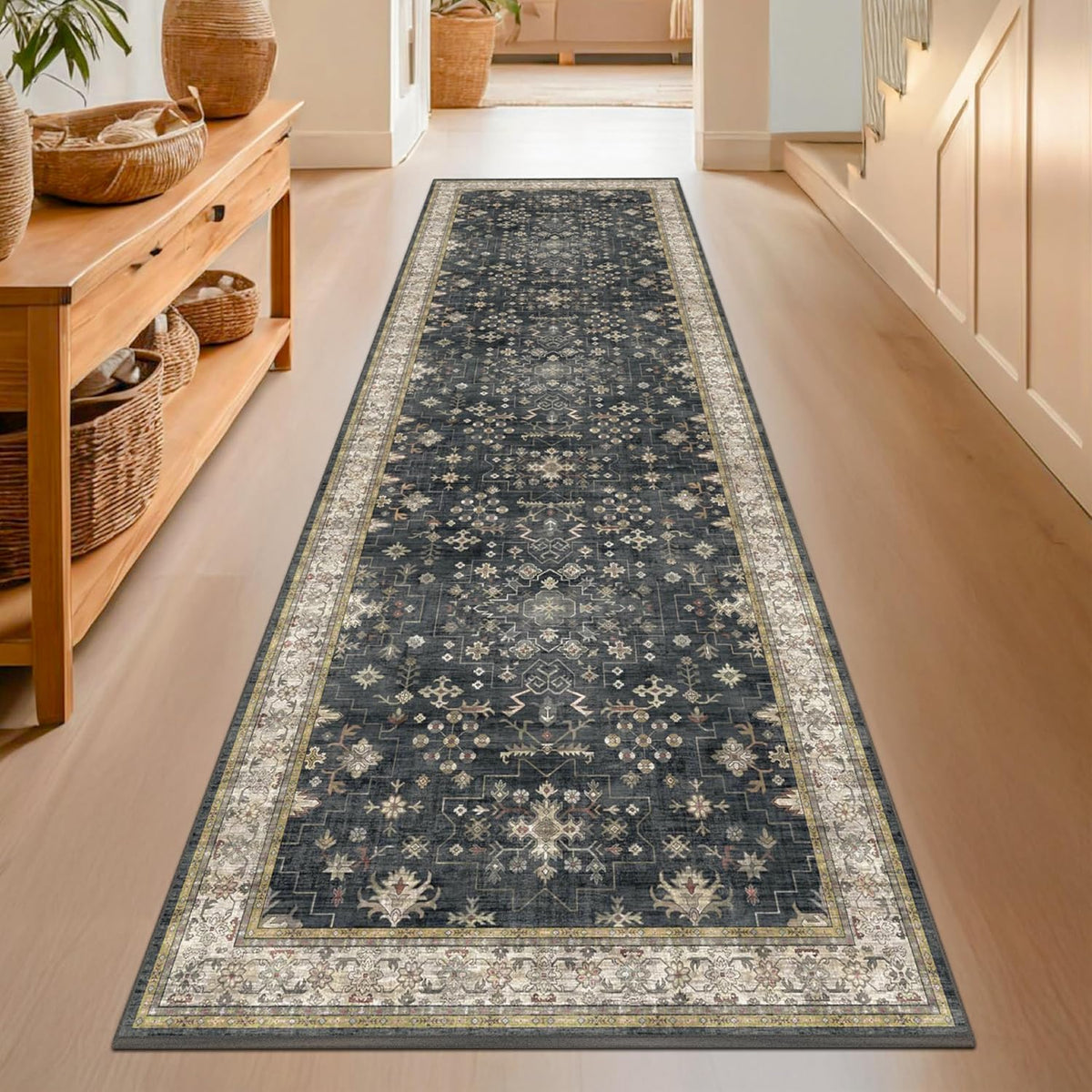 Dark Washable Long Runners for Hallways, 2'6"x8' Wide Kitchen Ru...