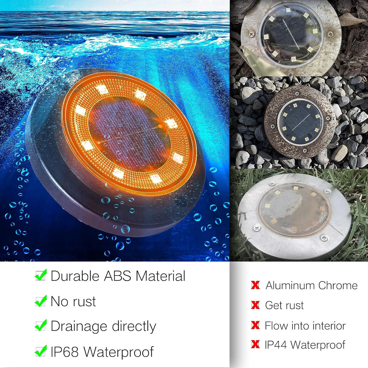 Solar Lights Outdoor Waterproof - Orange 12 Pack 2-in-1 Ground Lights