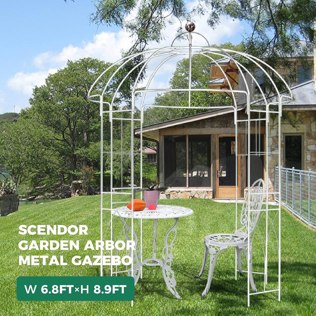 Birdcage Shape Garden Arches Arbors,9' High x 6.8' Wide,Metal Gazebo ...