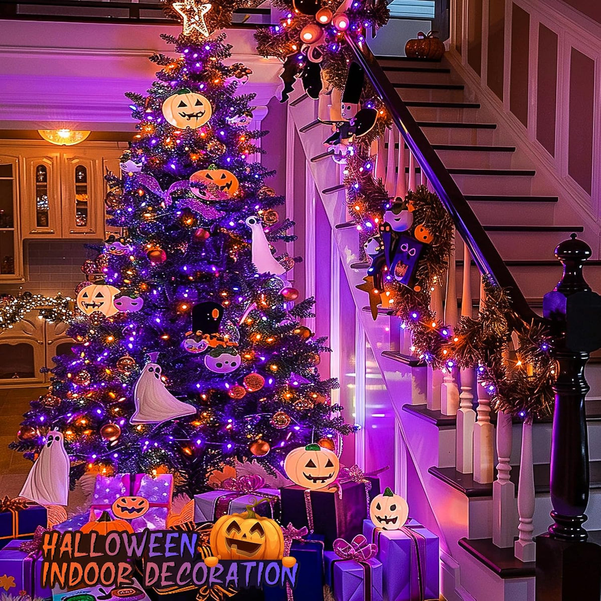 JMEXSUSS 168ft 600 LED Halloween Decor Lights Outdoor Clear Wire