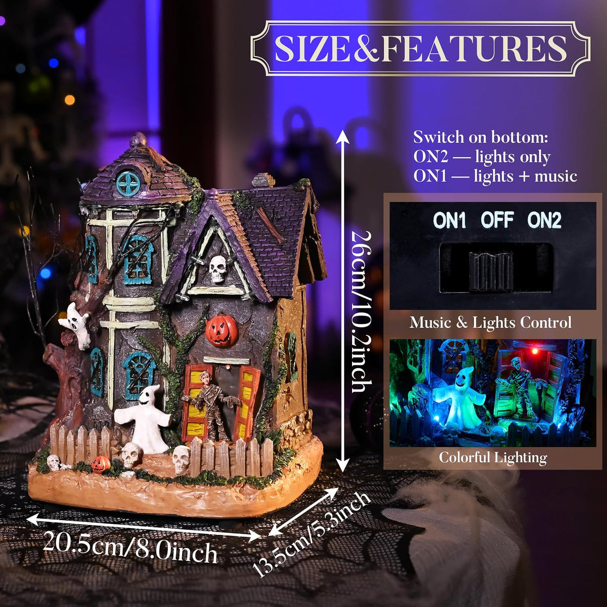 Valery Madelyn Halloween Village for Home Decor, Lighted Halloween Decoration...