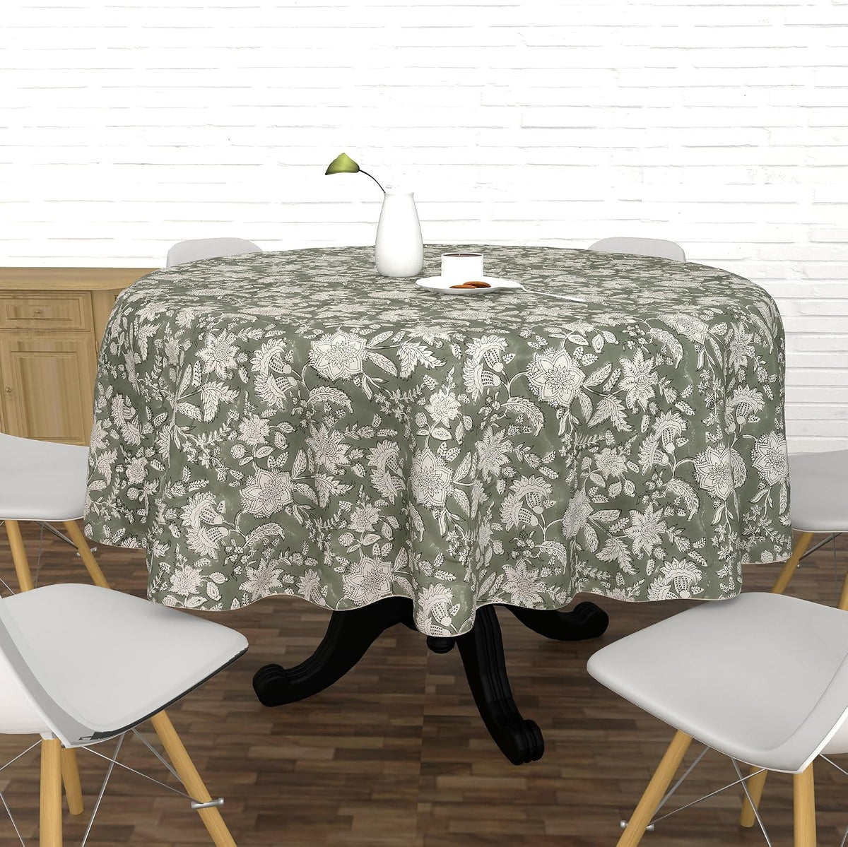 FYNITE Forest Frost Tablecloth | 72" Inches Round | 100% Cotton | Hand B...