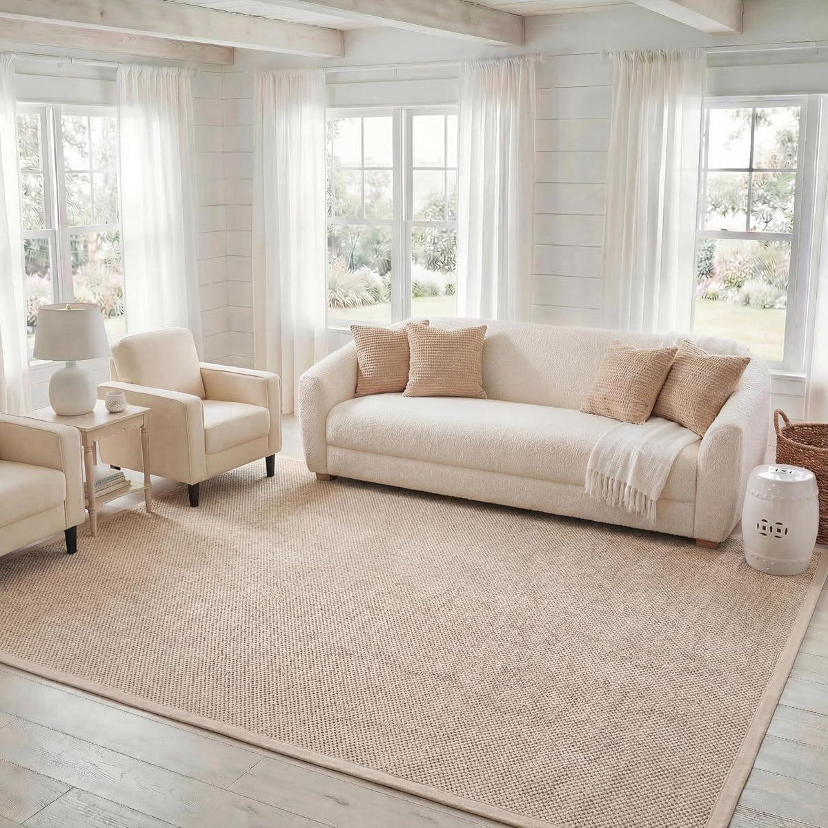 SAFAVIEH Natural Fiber Area Rug 9x12 Large Sisal Textured, Marble NF143C