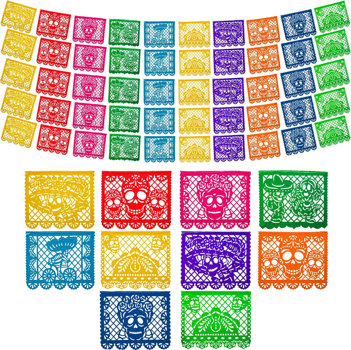 Papel Picado Dia de Los Muertos 5-pk - Day of the Dead Banners Decor
