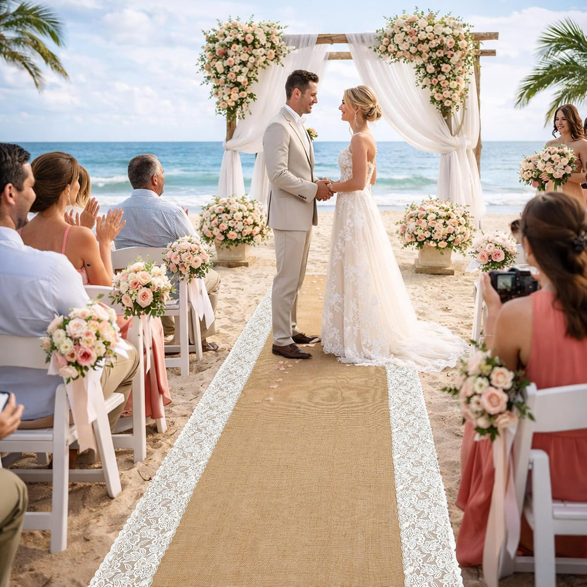 30Ftx36 in Natural Burlap Wedding Aisle Runner, Jute Weddings Runway Carpet