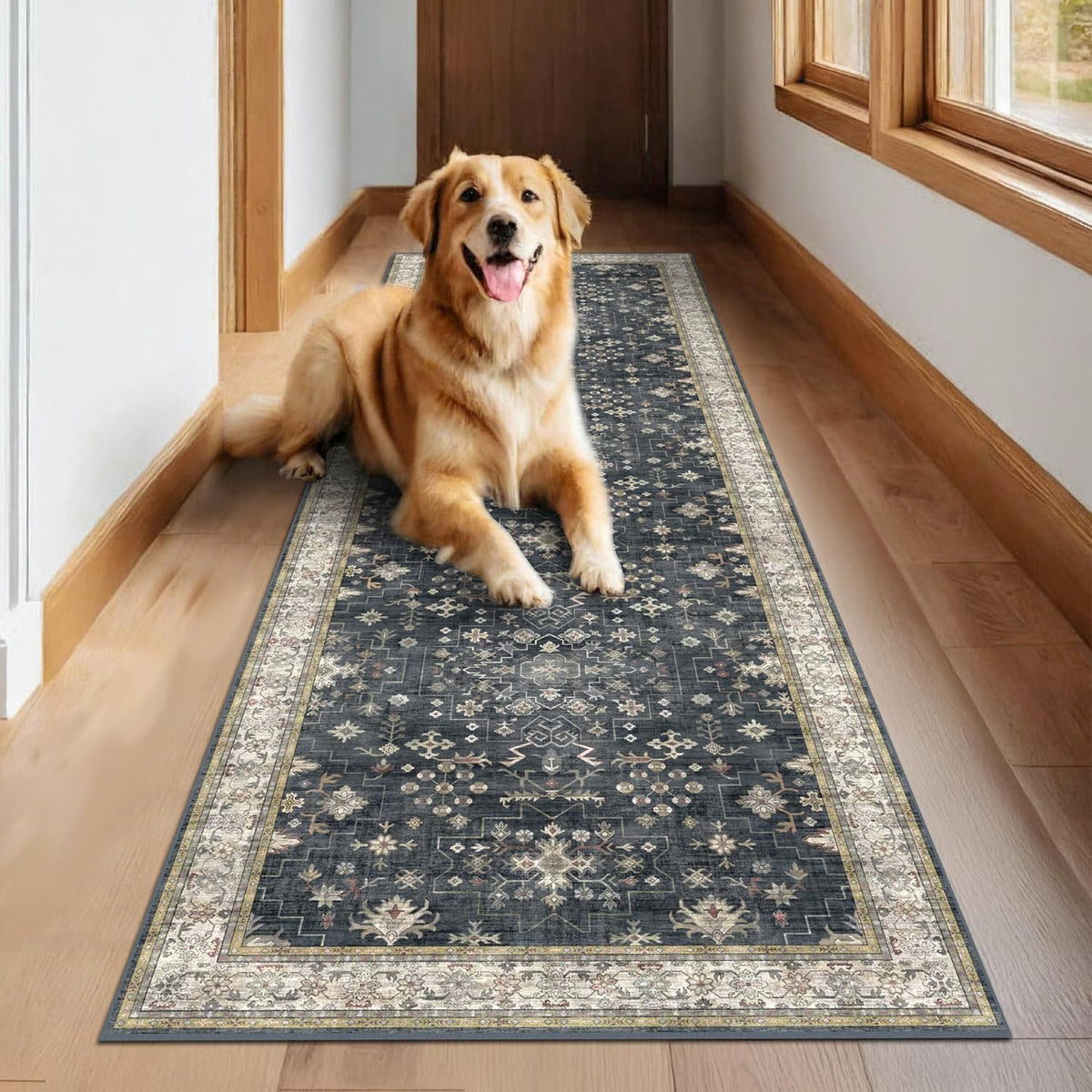 Dark Washable Long Runners for Hallways, 2'6"x8' Wide Kitchen Ru...