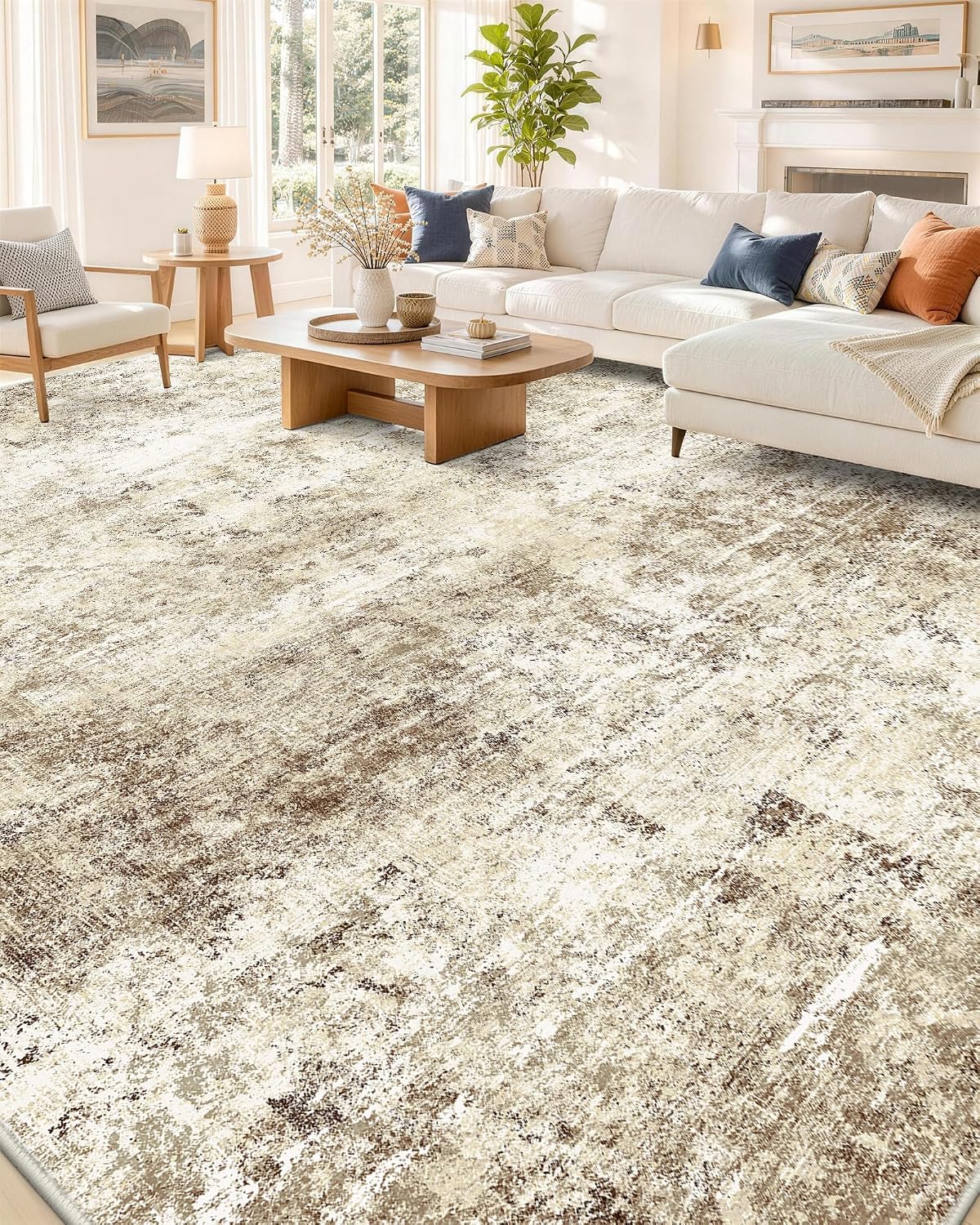 OLANLY 8x10 Washable Area Rug, Soft Non Slip Carpet for Bedroom Living Room