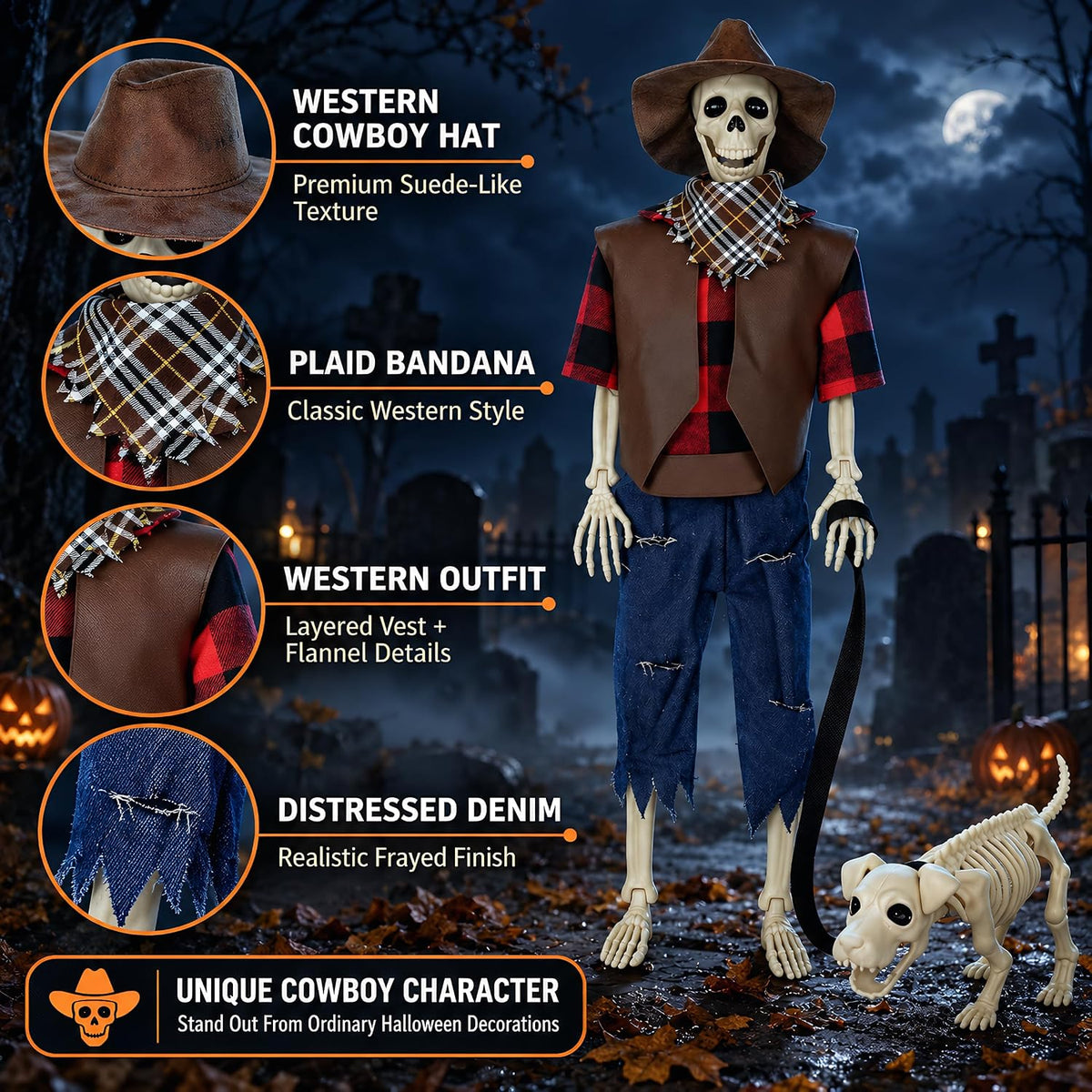 Skeleton for Halloween Decoration Outdoor, Halloween Decor for Yard Porch