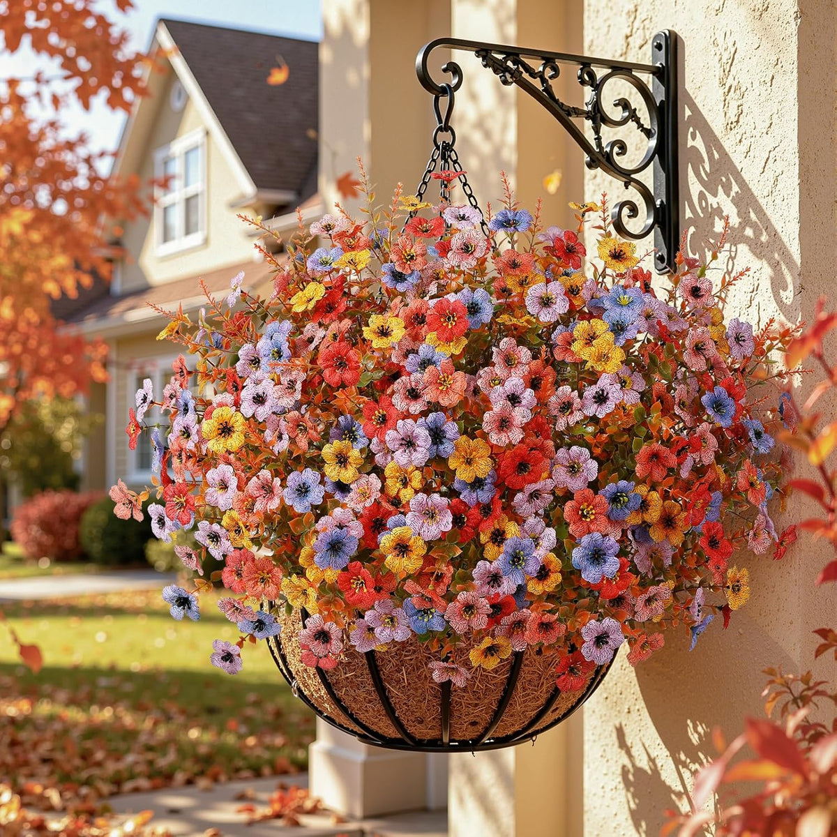 SHareconn 24Pcs Artificial Fall Flowers UV Resistant Fake Mums for Outdoors