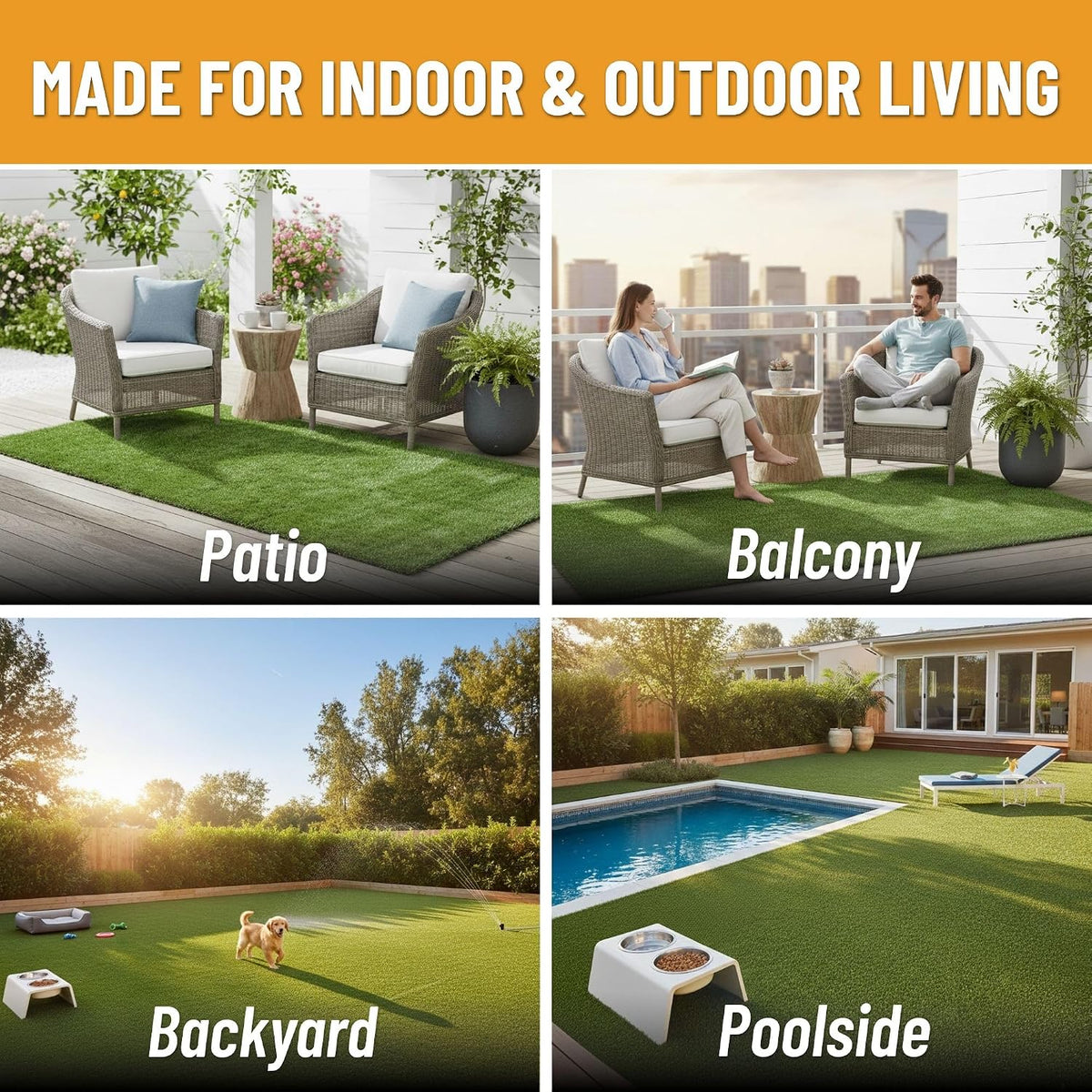 Ottomanson Artificial Grass Runner Natural 31" x 20'