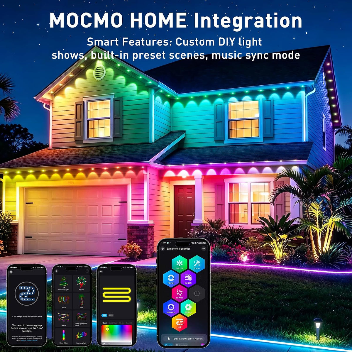 500FT Permanent Outdoor Lights RGB+IC, IP67 Waterproof Lighting, Outdoor Ligh...