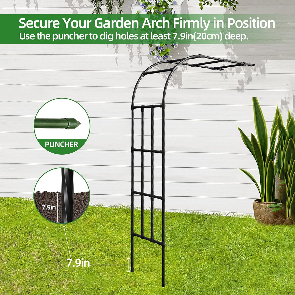Half Side Garden Arch Trellis for Climbing Plants Outdoor,4FT×8.5FT