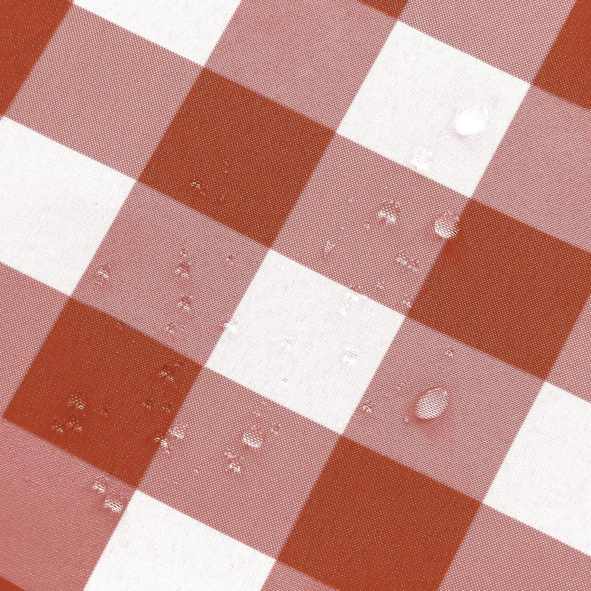 Hiasan Waterproof Checkered Round Tablecloth 120 Inch, Rust and White