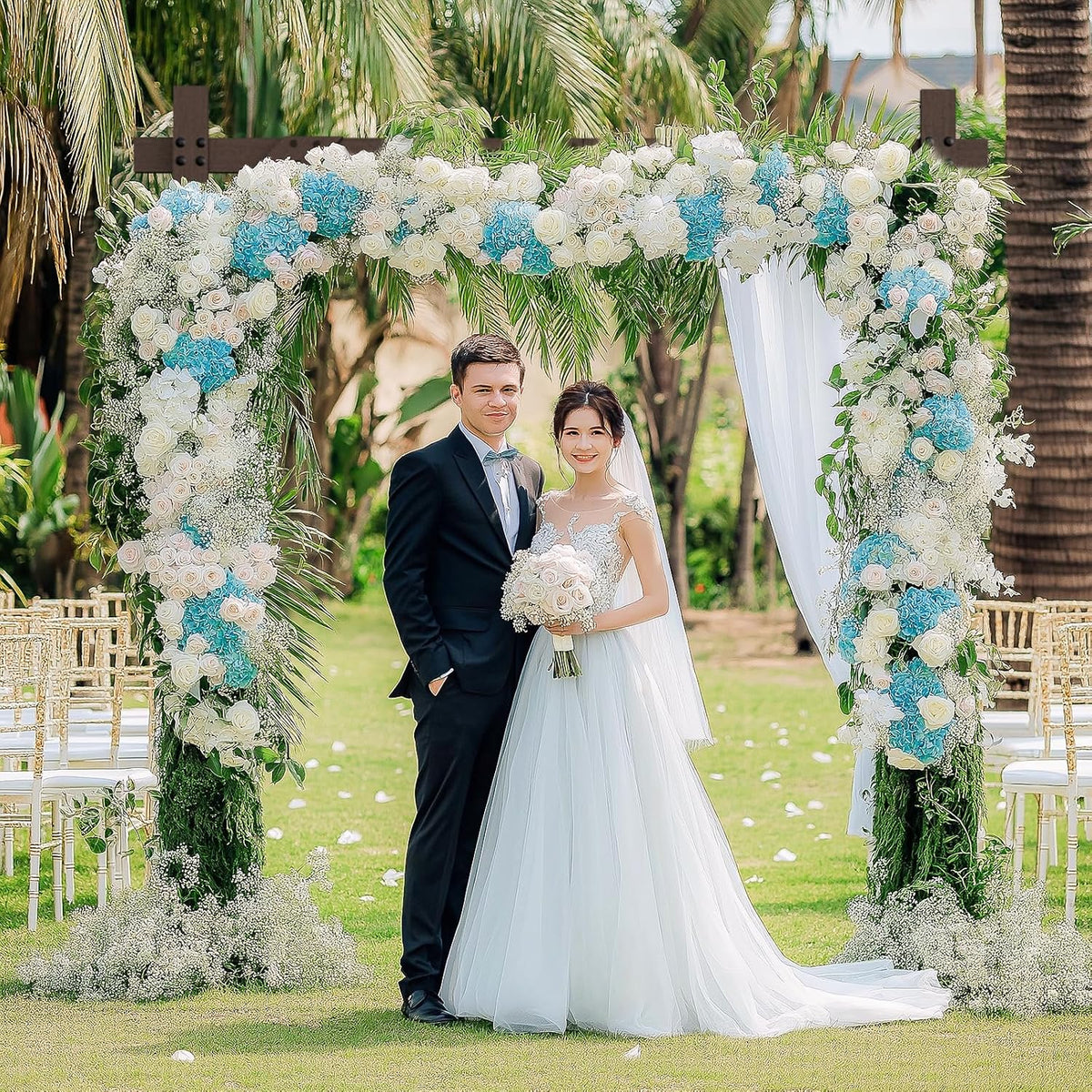 7.48 FT Wooden Arch Square Wood Wedding Arches for Ceremony Wooden Arbor for ...