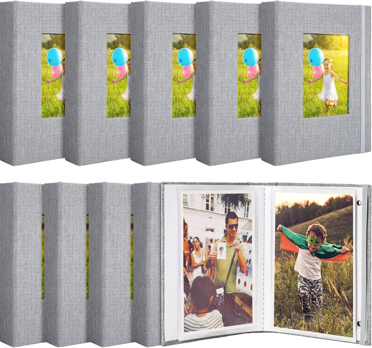 Tinlade 10 Pcs Small Photo Album 4 x 6 In Picture Album, Gray