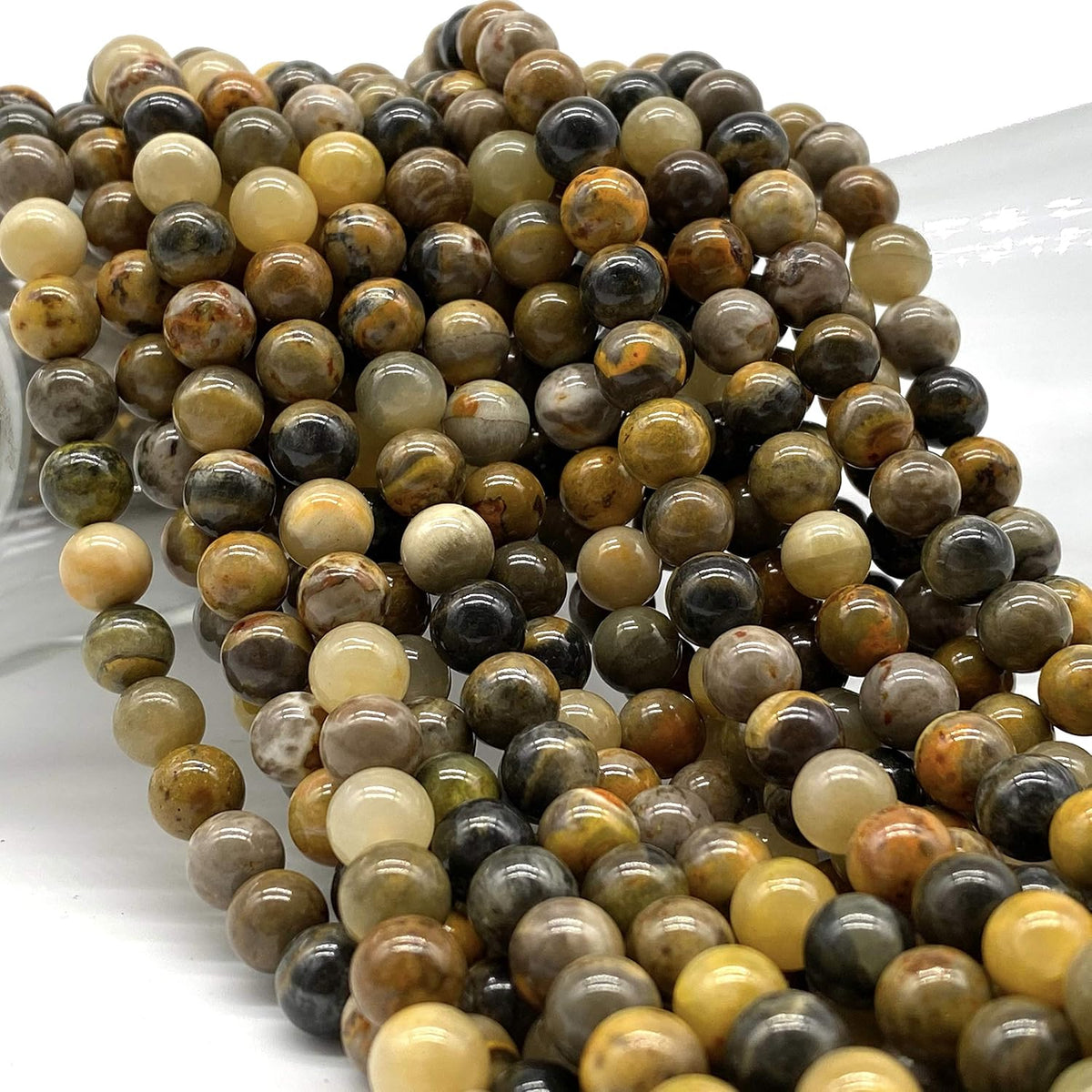 ABCGEMS Bumble Bee Jasper Beads Indonesia Smooth Round 10mm