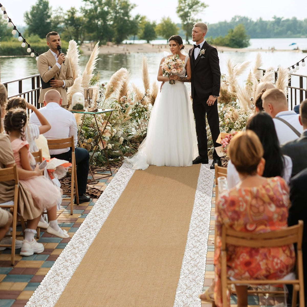 20Ftx36 in Natural Burlap Wedding Aisle Runner, Jute Weddings Runway Carpet