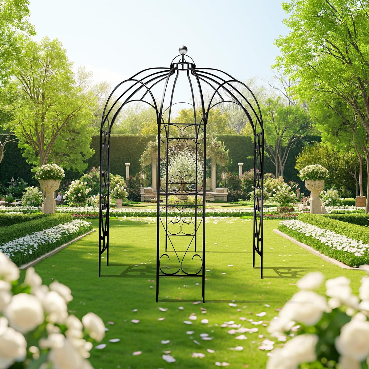 OUTOUR Versatile Oversized 9FT Iron Garden Gazebo Arbour Arbor