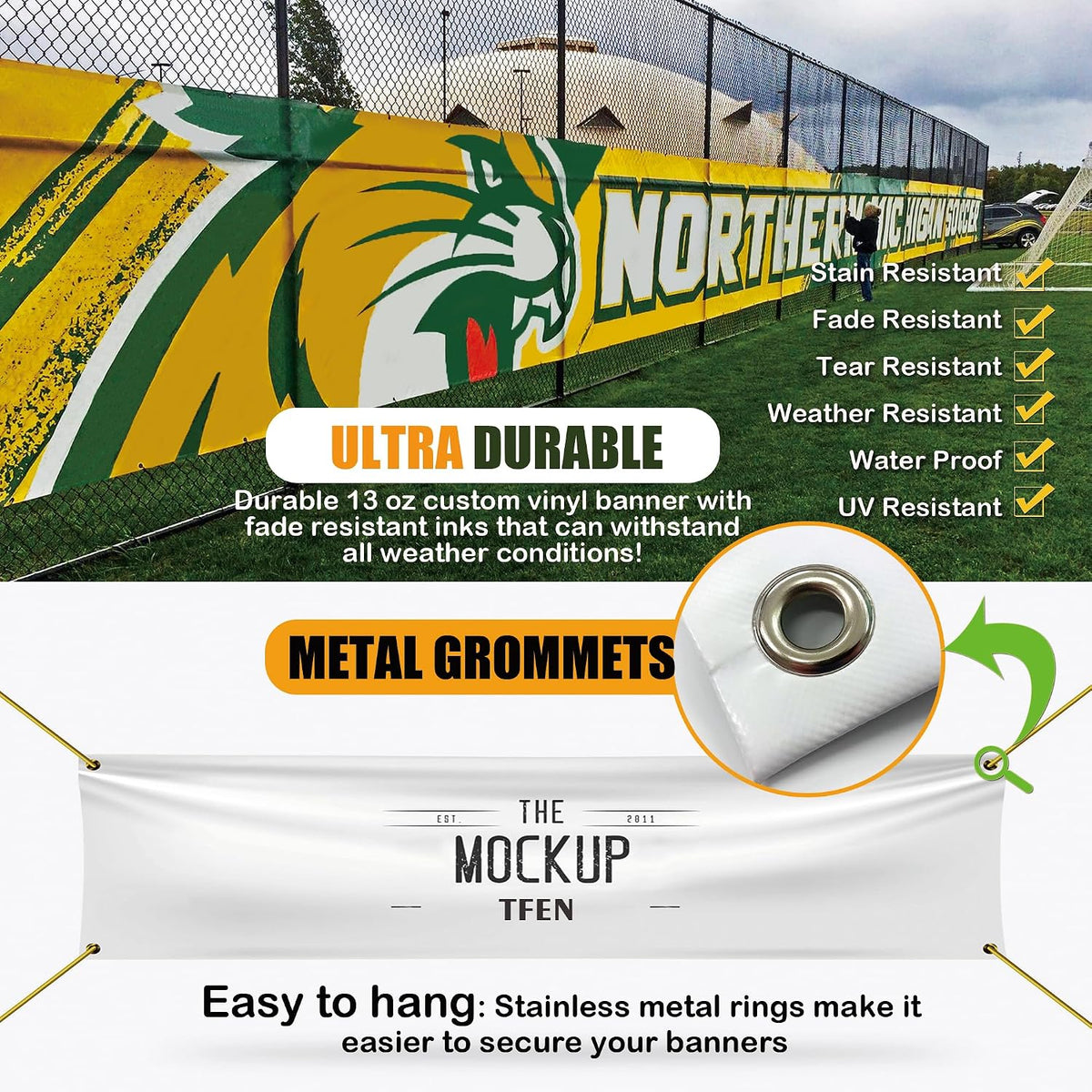 Custom Banner 2ft x 6ft Custom Vinyl Banner Backdrop -Full Color 13 Oz Sign -...