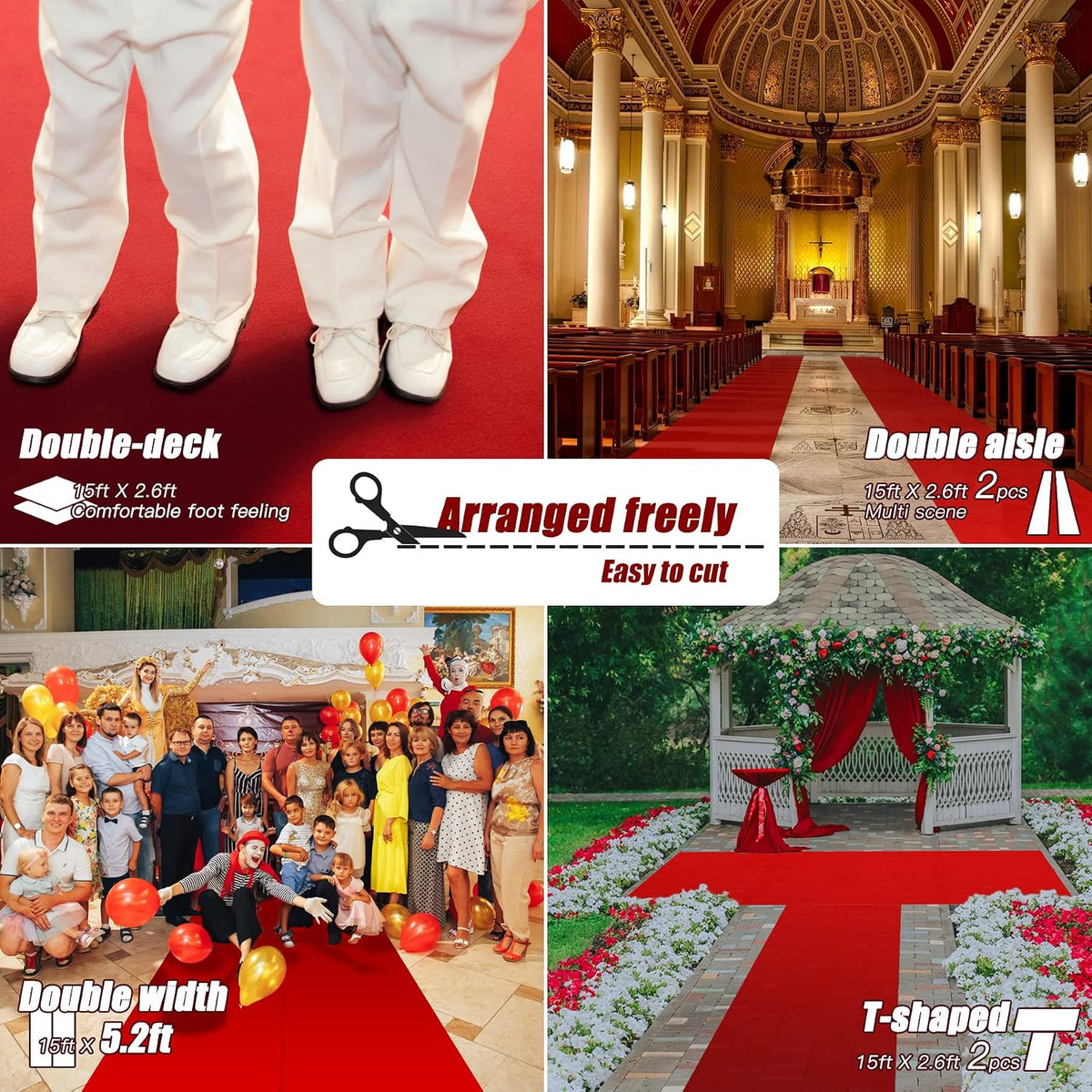 EZLucky Red Carpet Runner for Party, 2.6X30 ft, 130 GSM Felt Non-Woven Fabric...