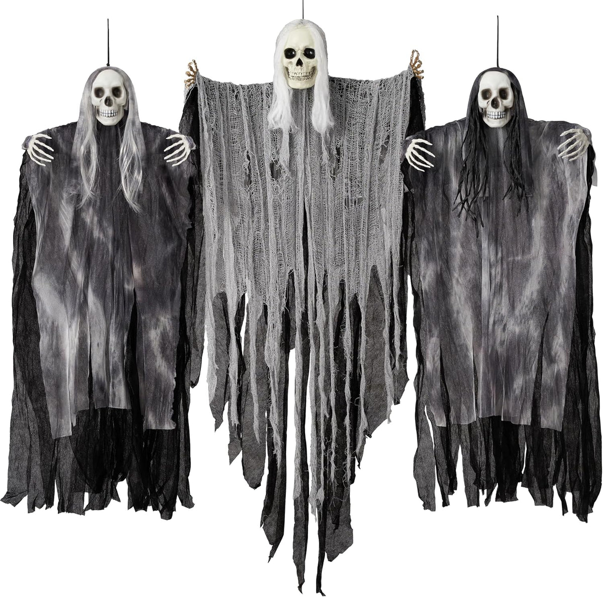 JOYIN 3 Pcs Hanging Halloween Skeleton Ghosts Decorations Outdoor, Grim Reape...