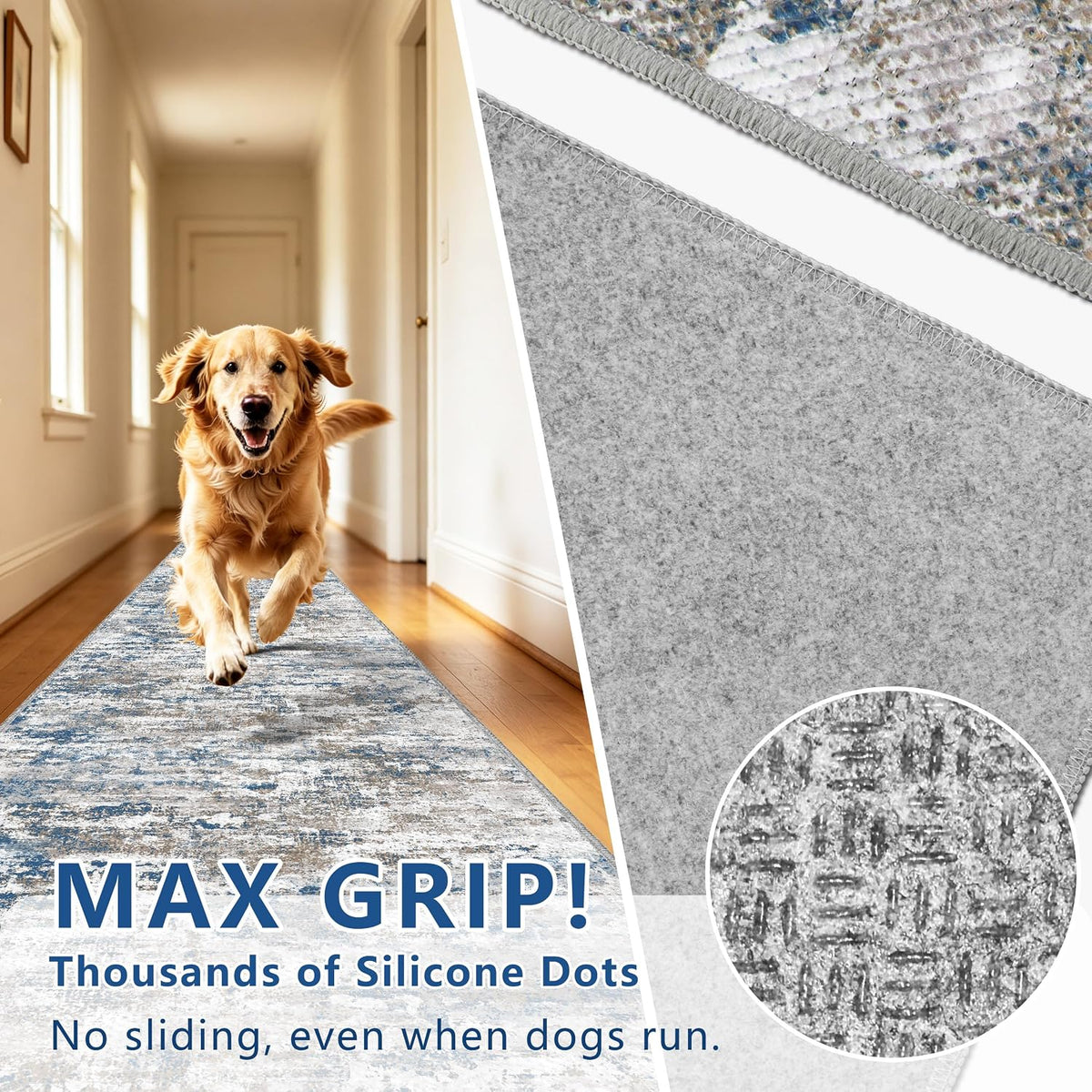 Hallway Runner Rug 2x10 Textured Non Slip Carpet Runner, Abstract Multi