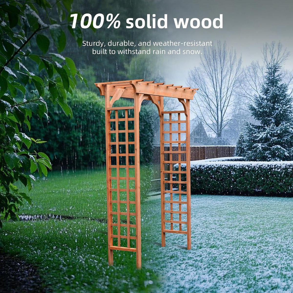 Solid Fir Wood Garden Arch Trellis for Climbing Plants Outdoor