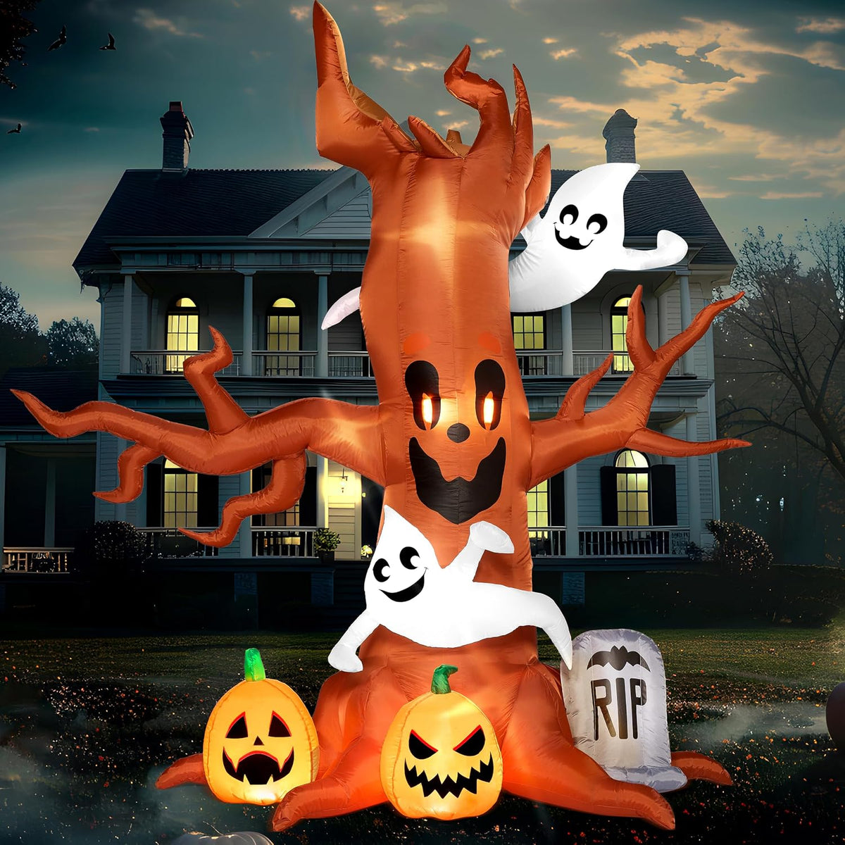 Joiedomi 8FT Halloween Inflatable Scary Tree with Ghost Decor,Blow Up Inflata...