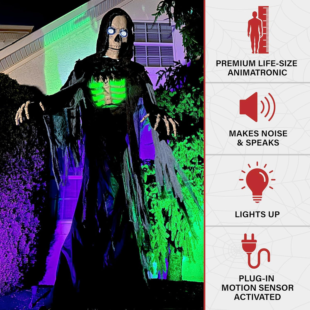 Haunted Hill Farm 10-Ft Motion-Activated Towering Reaper Animatronic