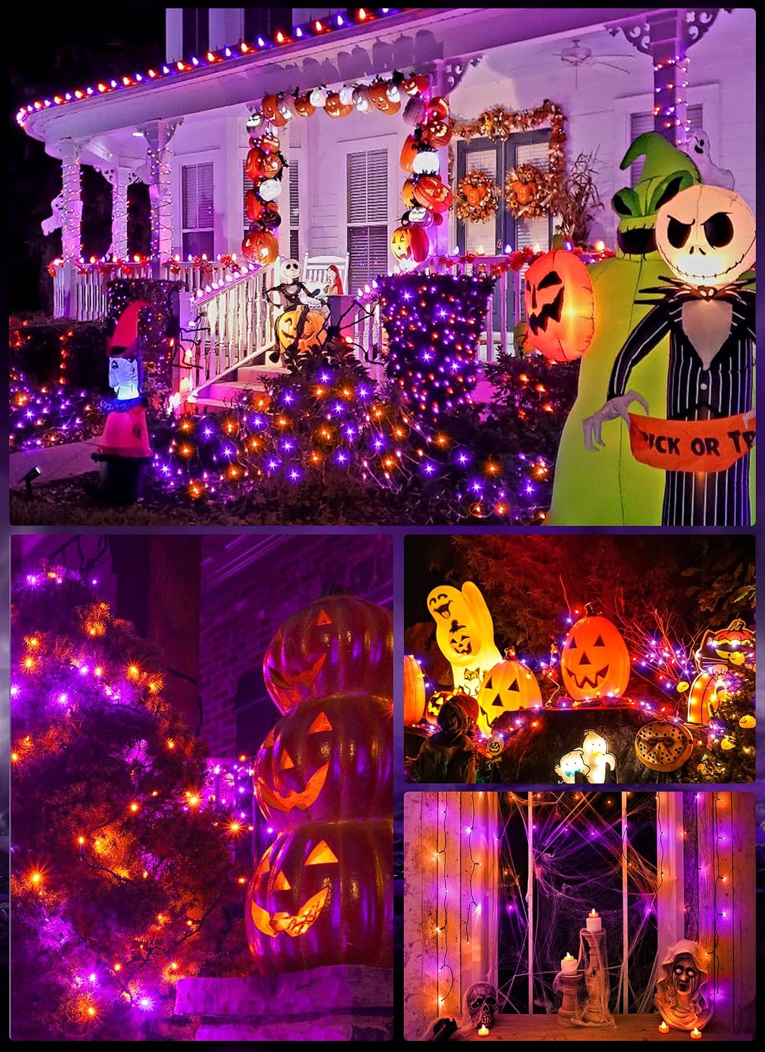 Minetom Halloween Solar Lights Outdoor,4Pack Total 160FT Halloweeen Light