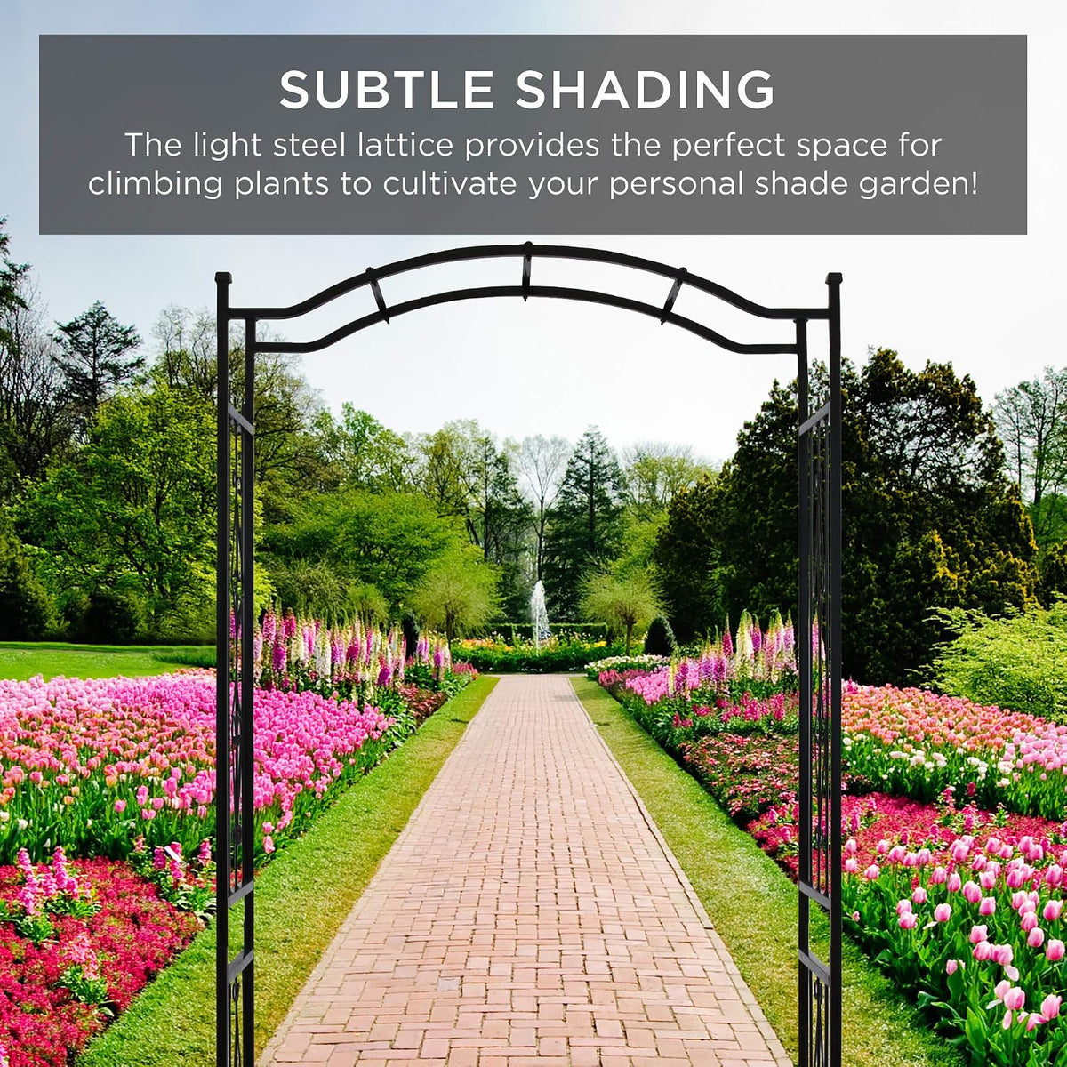 Best Choice Products 92in Steel Garden Arch Arbor Trellis for Outdoor, Yard, ...