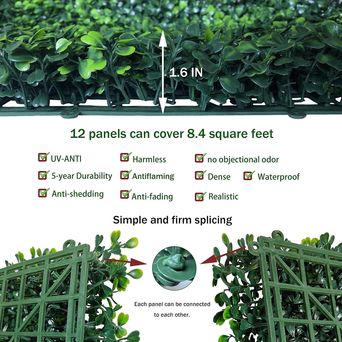 ODTORY Artificial Grass Wall Greenery Backdrop, 10X10 in 12P (8.4 sqft)