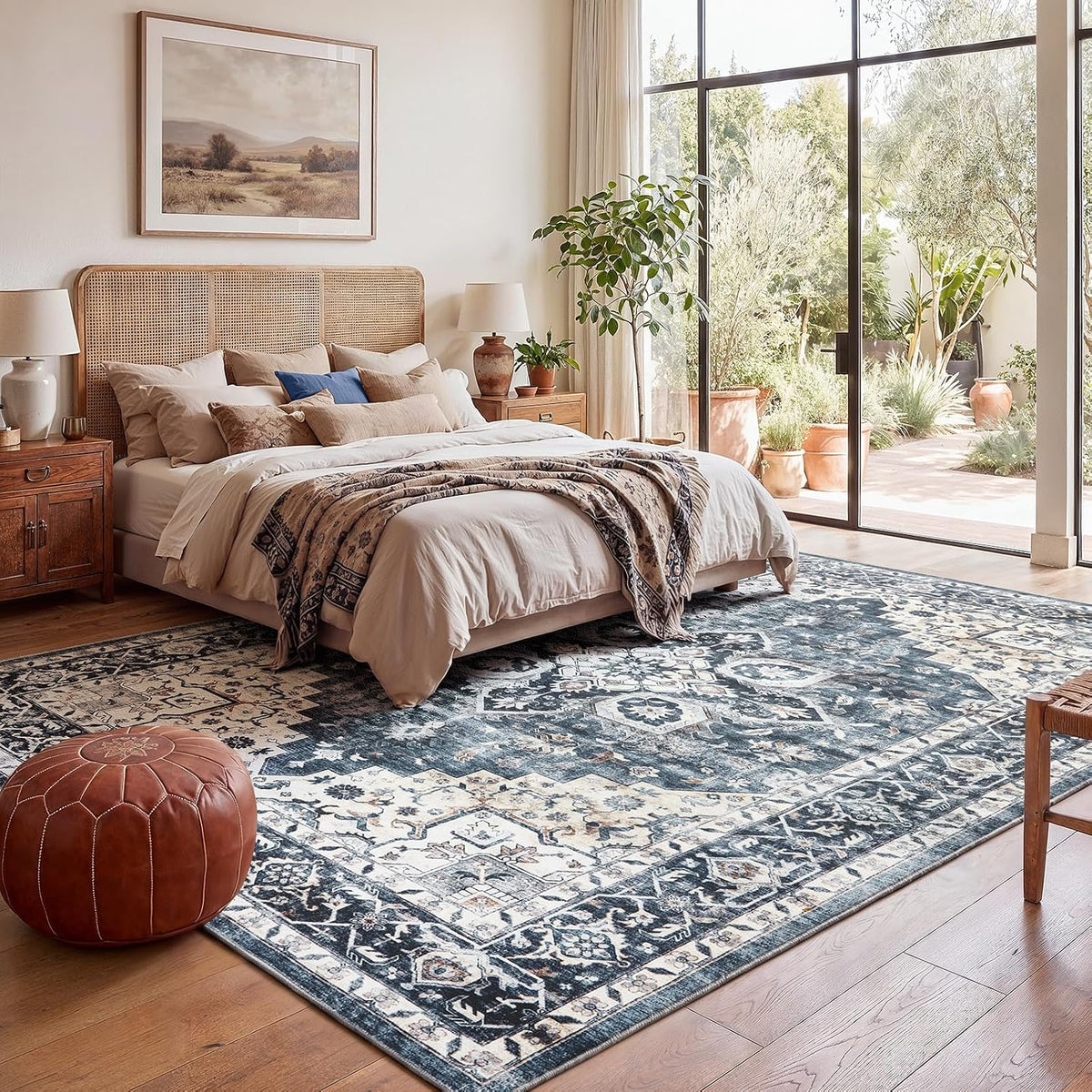 Amada 8x10 Area Rugs for Living Room, Washable Area Rug, Blue