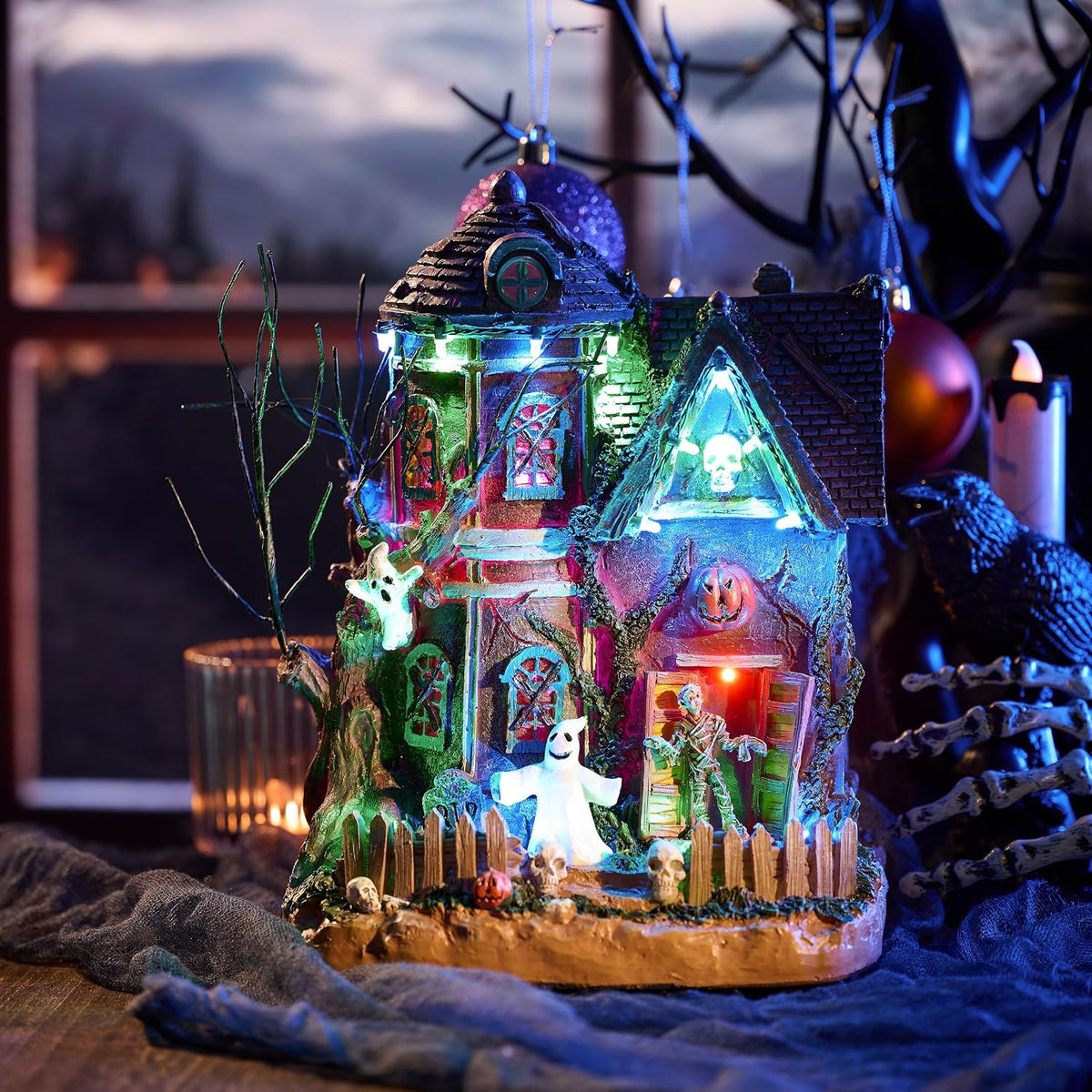 Valery Madelyn Halloween Village for Home Decor, Lighted Halloween Decoration...