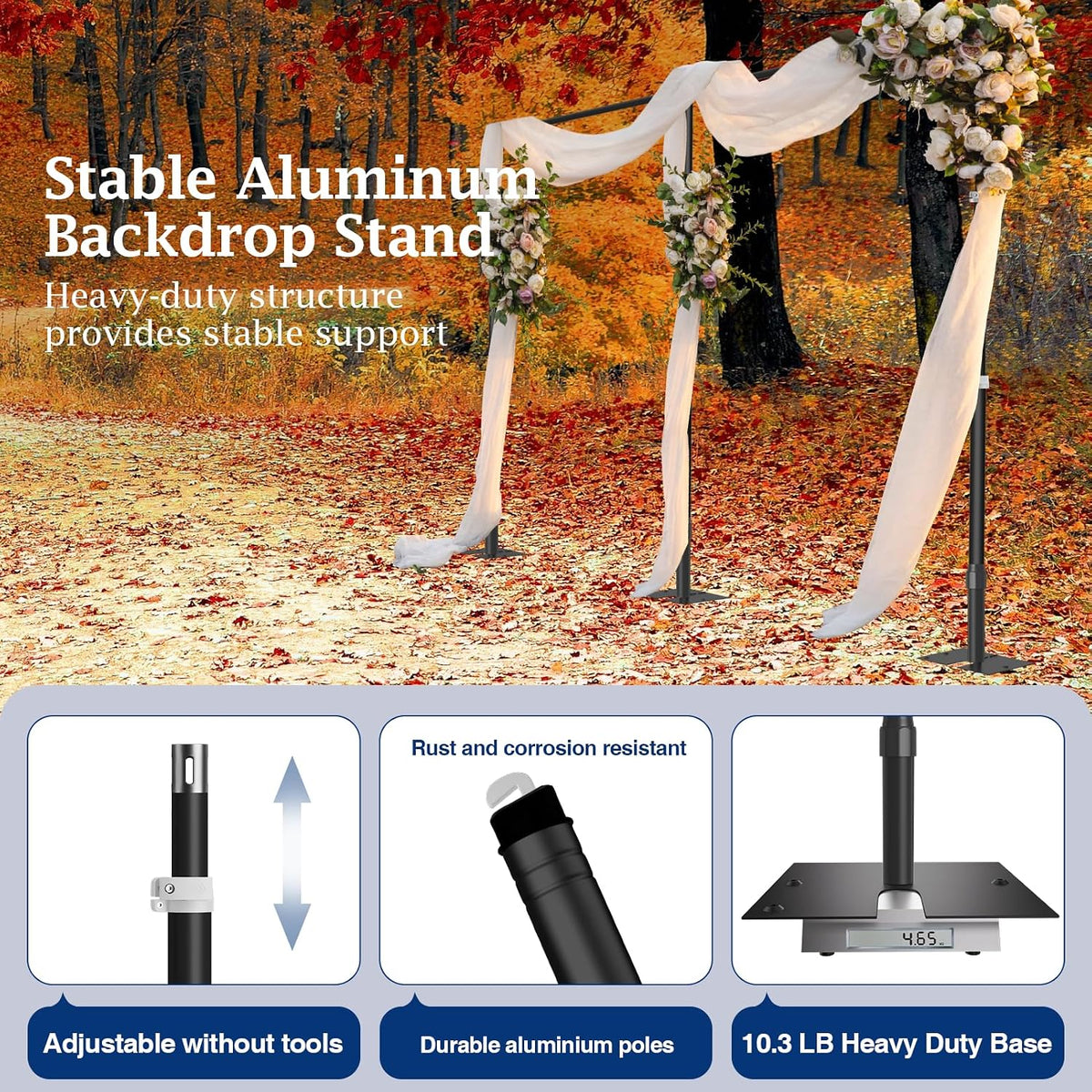 EMART Backdrop Stand Heavy Duty 10x20Ft Adjustable Pipe and Drape Kit-Black