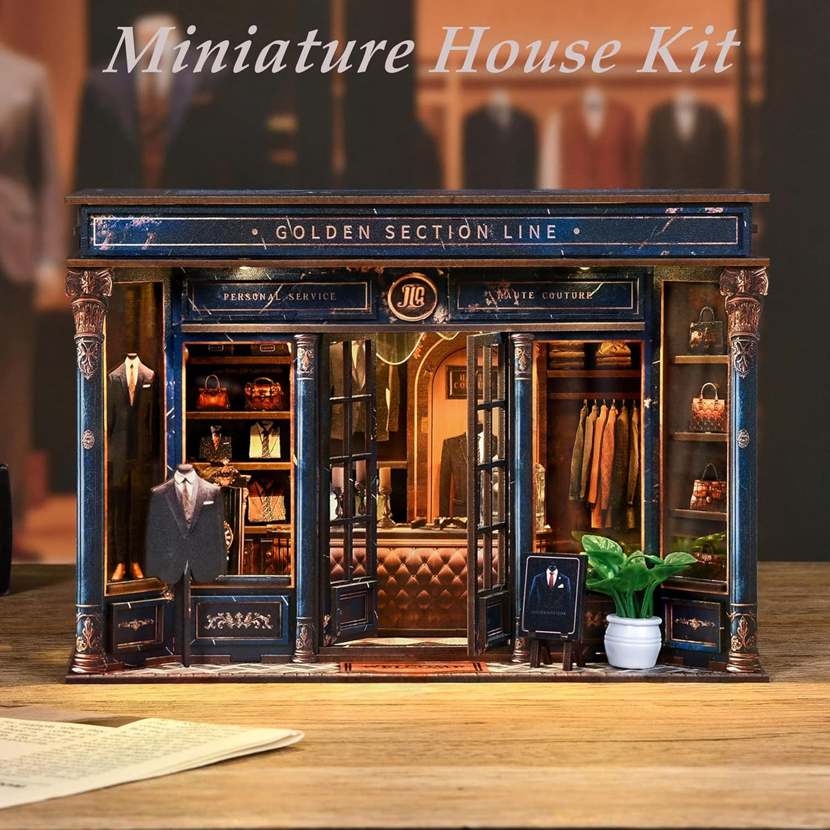 ISSEVE Book Nook Kit, Miniature Dollhouse Booknook Kit Bookshelf Decoration