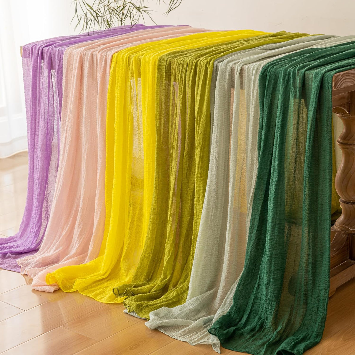 6Pcs Fall Orange Cheesecloth Table Runner 120 Inch Party Boho Home Decor