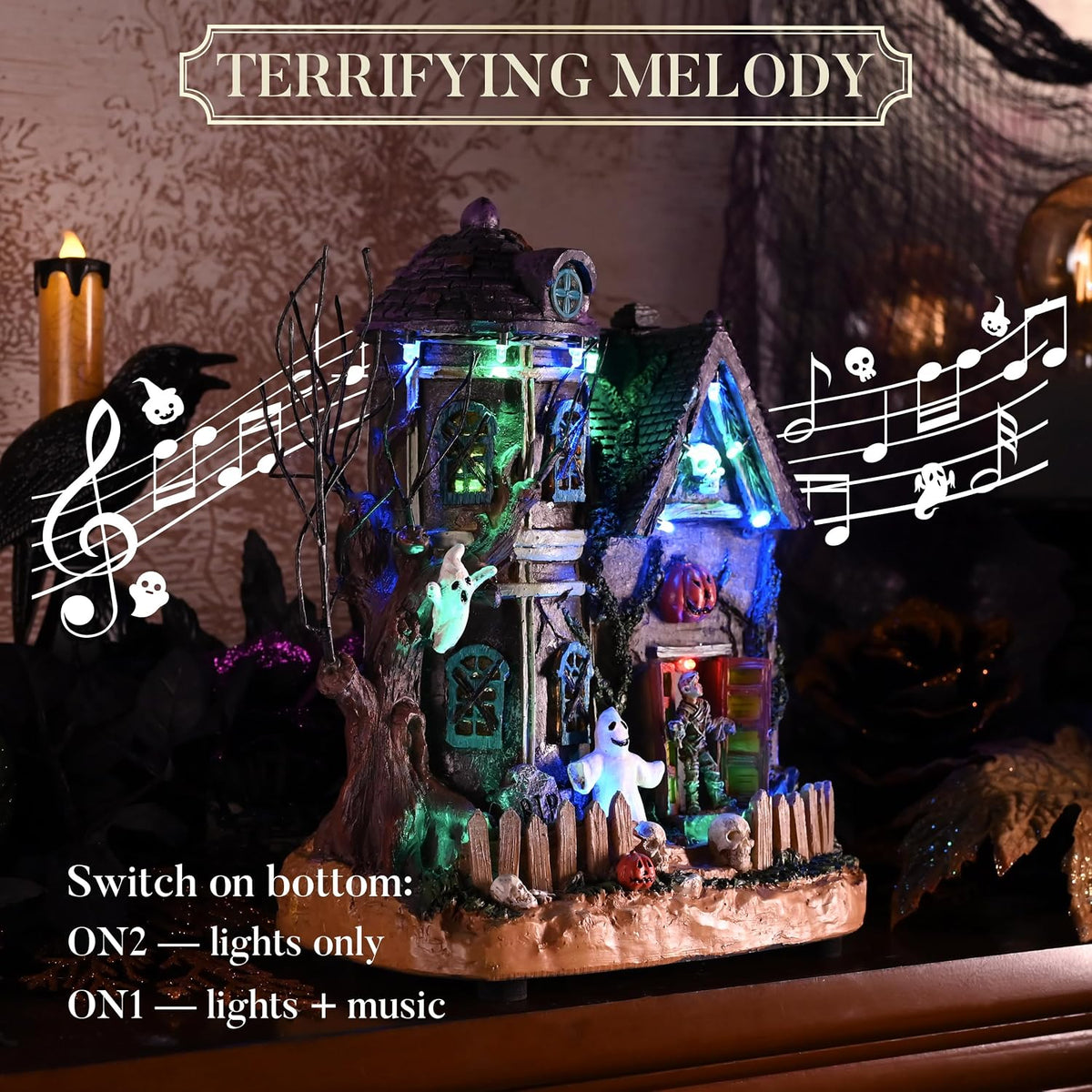 Valery Madelyn Halloween Village for Home Decor, Lighted Halloween Decoration...