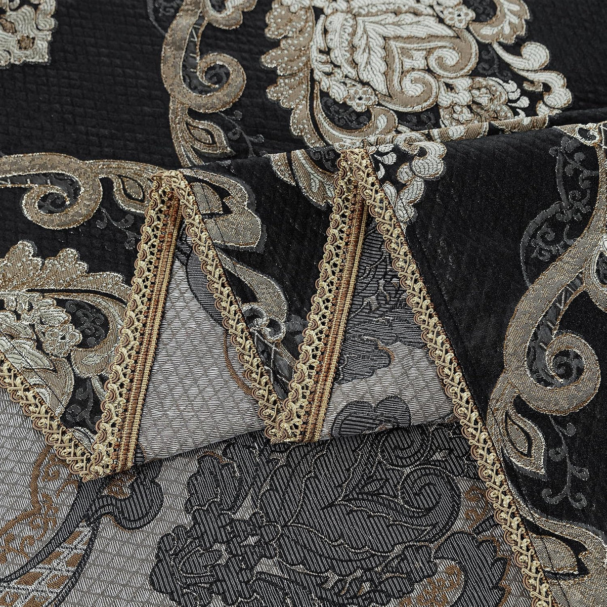 Loom and Mill Black Rectangle Tablecloth Jacquard Fabric 60 x 120 Inches