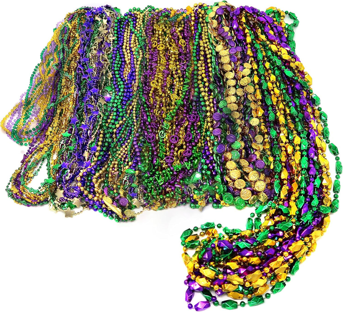 4E's Novelty Mardi Gras Beads Bulk (500 Pieces) Assorted Mardi Gras Beads...