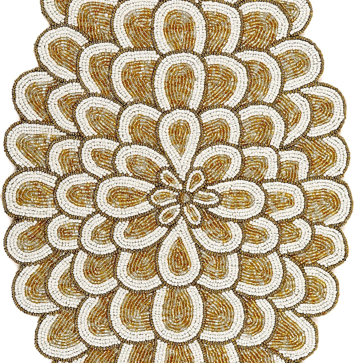 CLEENTABLE Gold Beaded Table Runner, 36 in, Farmhouse Holiday Décor