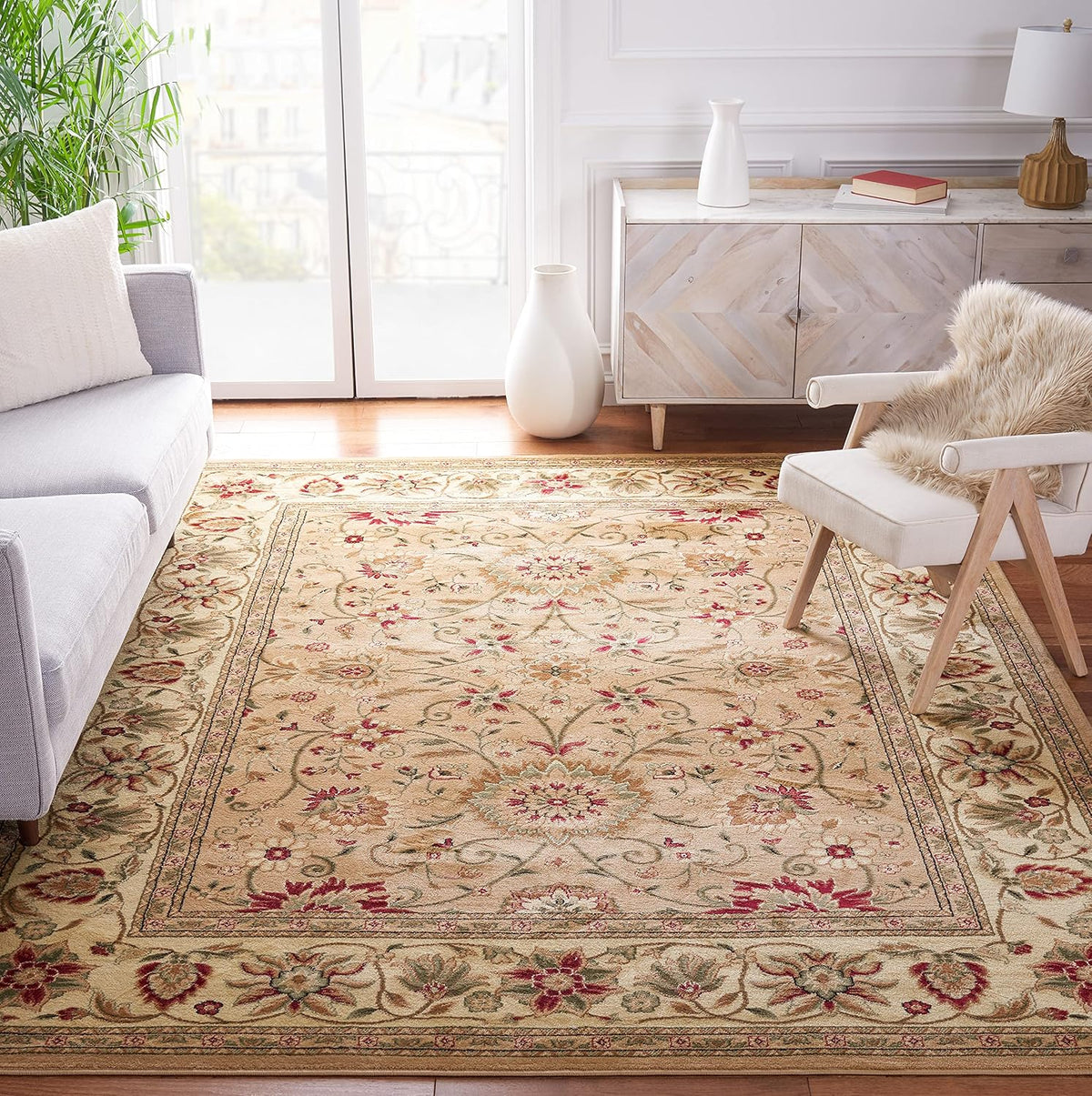 SAFAVIEH Lyndhurst Area Rug 8x10 Large, Beige & Ivory LNH212D