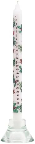 Alison Gardiner Holly and The Ivy Dinner Candle - Festive Illustrator Wax Advent Candle 15.5" Tall - Unscented Christmas Countdown Candle with 12 Hour Burn Time - Made in England