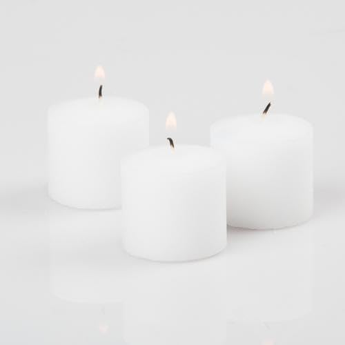 Set of 72 Richland® Votive Candles White Unscented and 72 Eastland® Votive Holders Clear