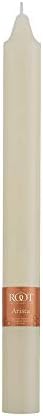 Root Candles 12-Count Unscented Dinner Candles Dripless Beeswax Enhanced Smooth Arista™ Boxed Candle Set, 9-Inch, Ivory