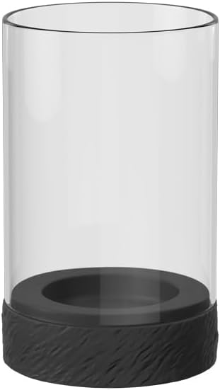 Villeroy & Boch - Manufacture Rock Home Hurricane lamp Size M, 12 x 12 x 19.5 cm, Black