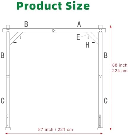 thorise 7.3ft wooden wedding arch stand square wood, close-up detail