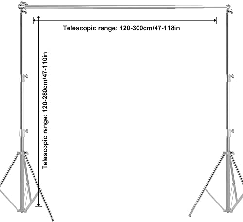 Photo Video Studio Backdrop Stand, 9.19ft Stainless Steel Backdrop Support Sy...