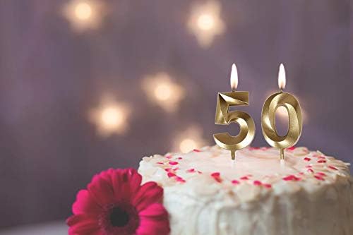 50th Birthday Candles,Gold Number 50 Cake Topper for Birthday Decorations Party Decoration